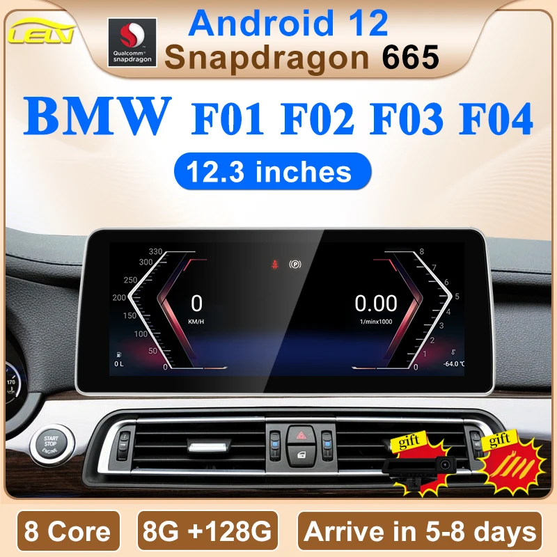 ID8 Snapdragon665 12.3inch Android12 Carplay Intelligent System Car Video Players For BMW 7 Series F01 F02 Central Multimedia