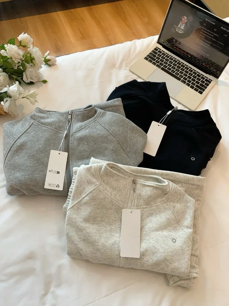 موضة فضفاضة مستقيم بنطلون امرأة الخريف الوقوف طوق عادية جاكيت زيبرا دعوى بلوزات Sweatpants 2 قطعة مجموعة ل