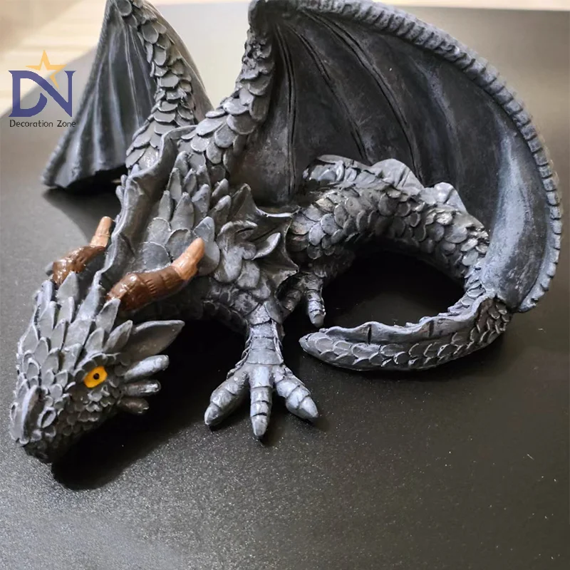 Garden Outdoor Gothic Dragon Squat Dragon Crouching Dragon Resin Sculpture Decoration