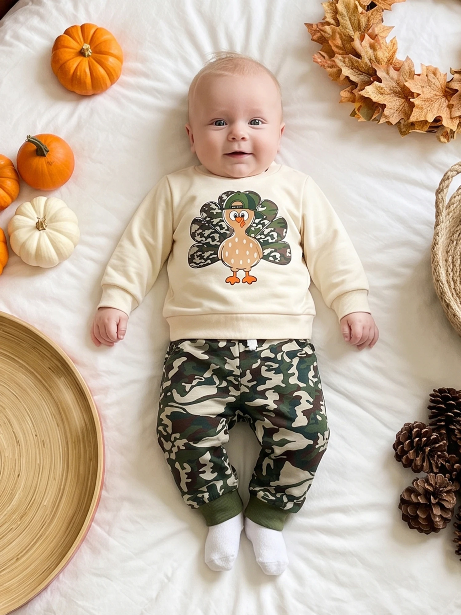 Outfit Turkey Thanksgiving Outfit Baby-Boy Baby Print Camouflage Pants Compact Baby Boy Thanksgiving