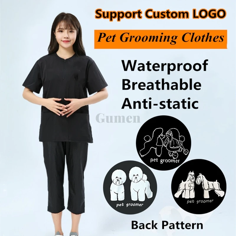 

Магазин домашних животных, косметологическая рабочая одежда, костюм с антипригарным покрытием для волос, антистатический, водонепроницаемый, дышащий, комбинезон для ухода за домашними животными, комплект для ванны для собак и кошек