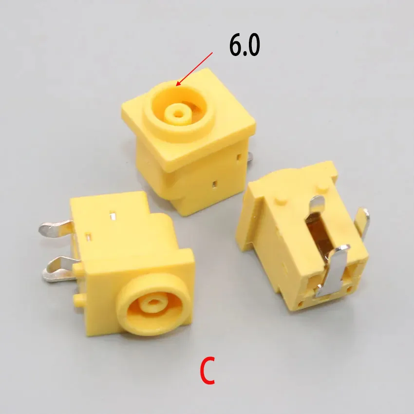 2-5 stücke PCB Mount 7*1,45 6*1,0 1,0/1,45mm Weibliche DC Power Jack steckdose Stecker Schwarz/Gelb 3-bein Horizontale Laptop Buchse – Detail 4
