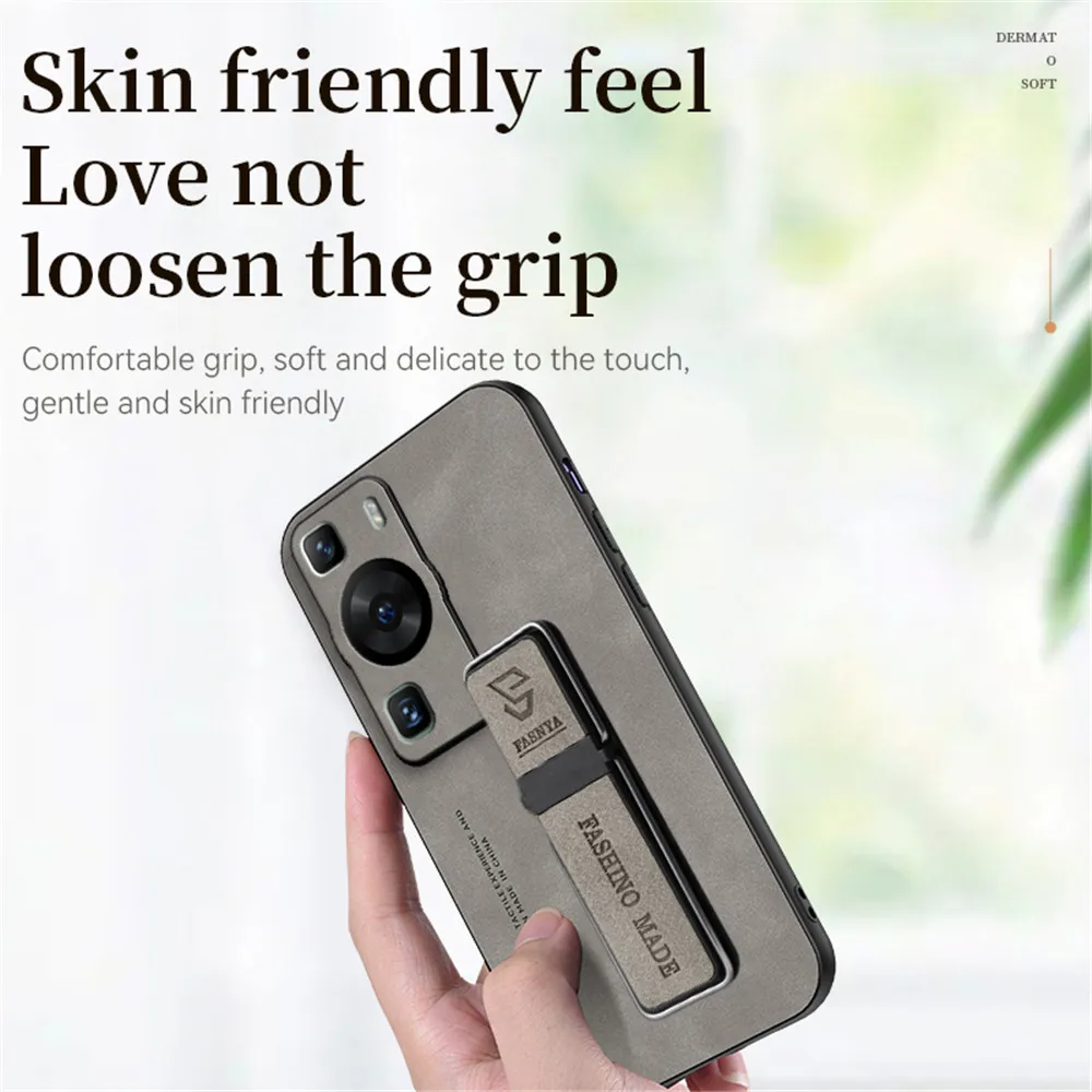Sheepskin Magnetic Leather Holder Phone Case For Huawei P40 Lite P60 P50 P30 P20 Pro Mate 20 30 40 50 60 Pro Stand Back Cover