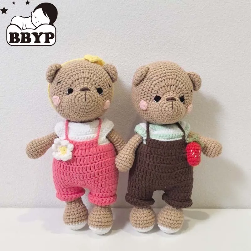 Baby Crochet Stuffed Bear Cuddle Dolls Mini Knitted Animals Plush Toy Infants Nursery Room Decor Birthday Gift