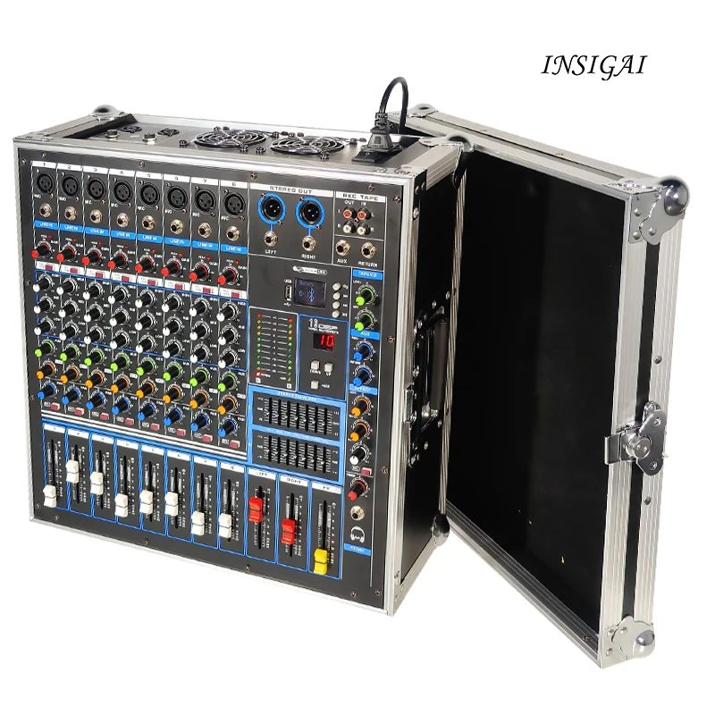 Professional Mixer Amplifier Sound System With Carrying Case Controller Audio Mixing Console Karaoke 8 Channel Mixer Amplifier