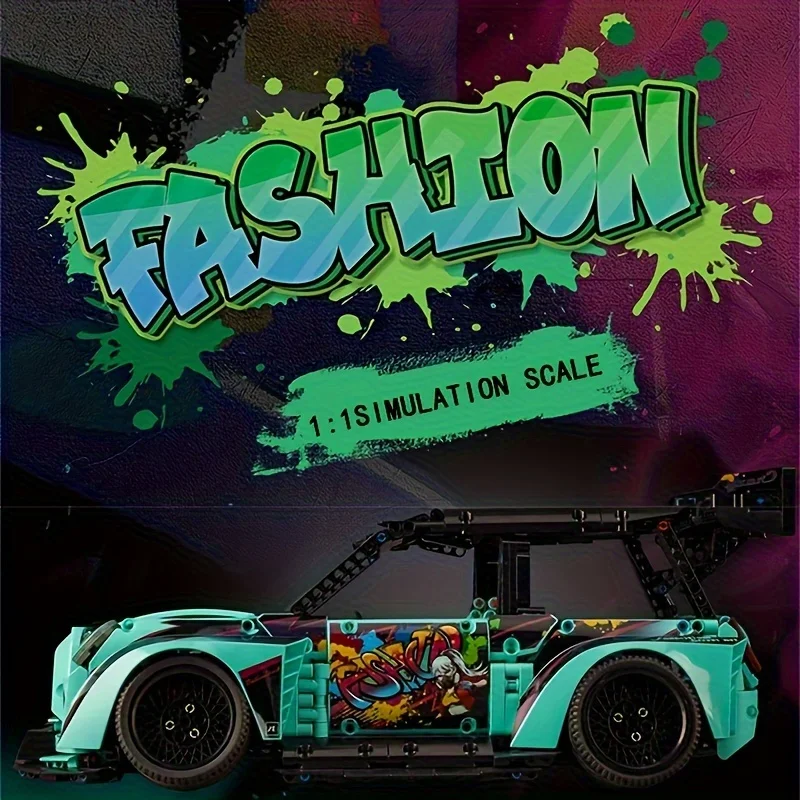 Chinesischer Baustein, wenig liegender Sportwagen, mechanische Montage, Automodell, Bausteinspielzeug