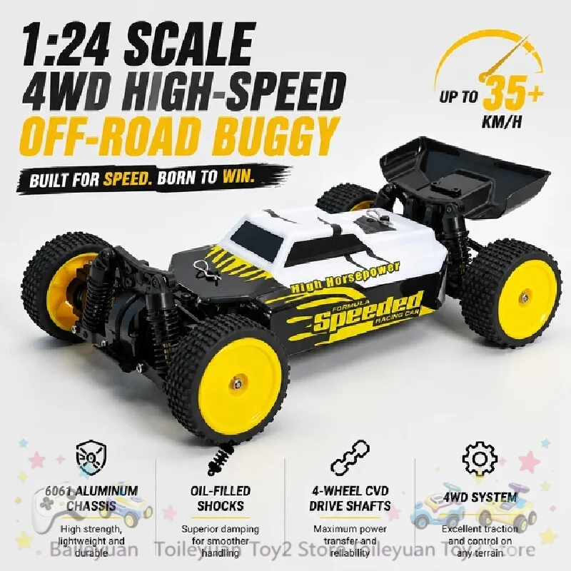 1/24 Mini RTR RC Car 2401A High Speed 45KM/H Brushless Motor Off Road Remote Control Vehicle Metal Chassis CVD Drive Shafts Toy