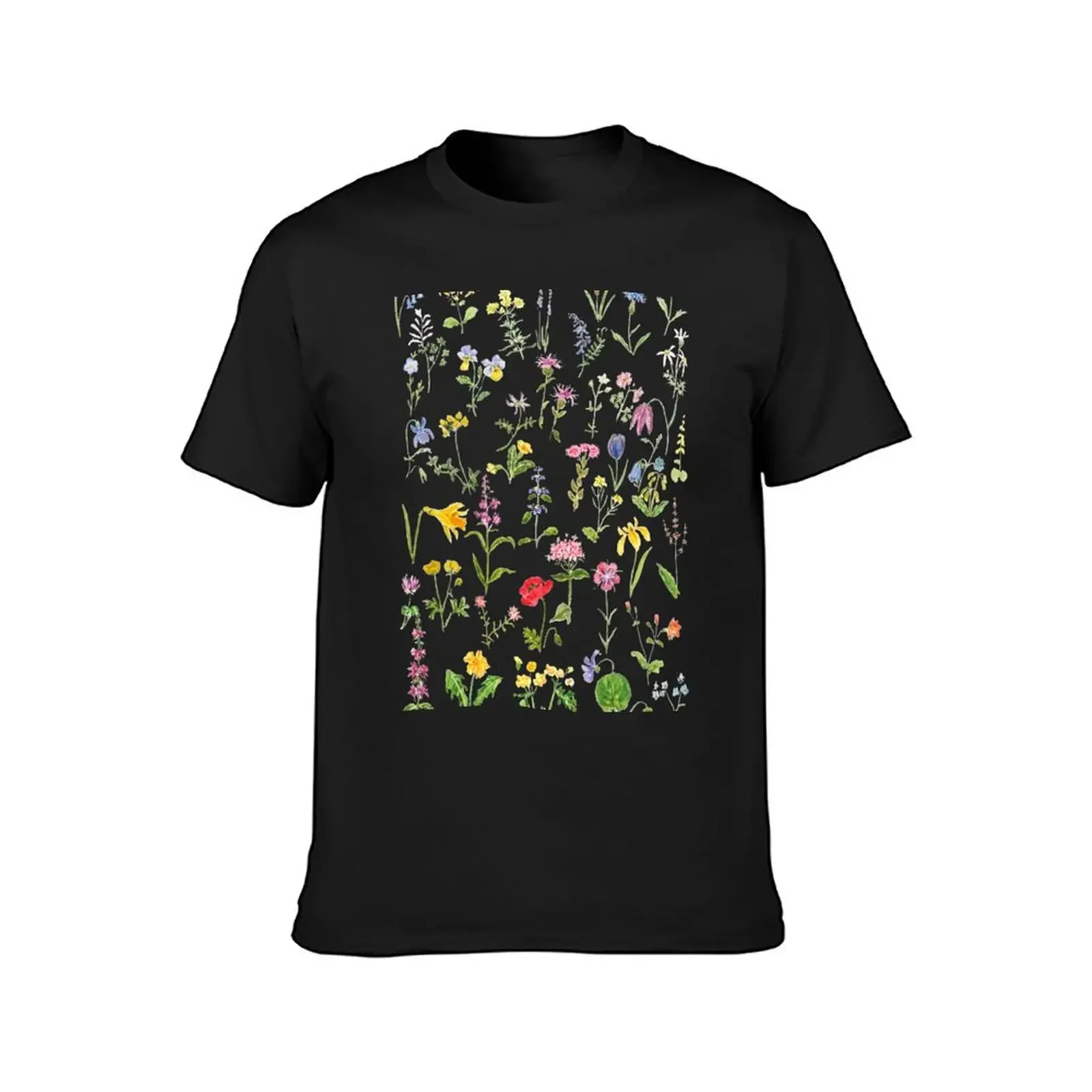 botanical colorful countryside wildflowers watercolor painting T-Shirt vintage clothes sublime mens vintage t shirts