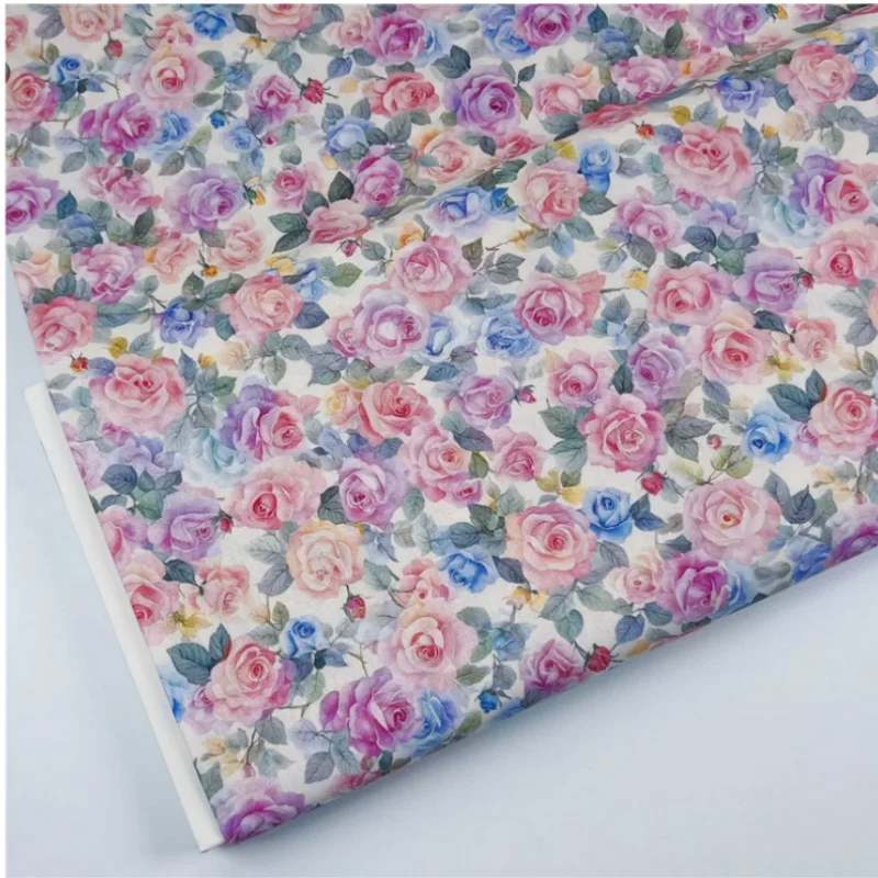 

Colored Floral Pattern Print 100% Cotton Plain Fabric For Handmade DIY Patchwork Dress Book Cover Cap Door Curtain Cloth, M224