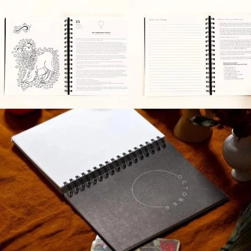 AT93-2025 Pianificatore lunare di molte lune, pianificatore lunare per streghe, pianificatore lunare magico, taccuino pianificatore 2025 con luna