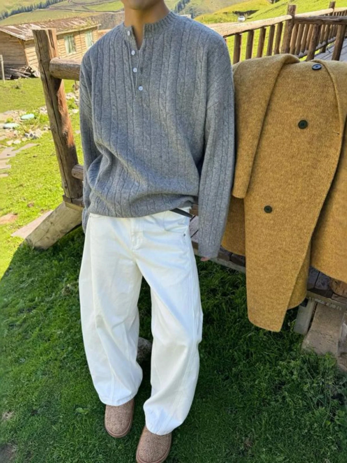 

Повседневный мужской вязаный свитер, круглый Ne Twist Long Sve, свободный крой, зимний модный винтажный топ Lazy Sle Top