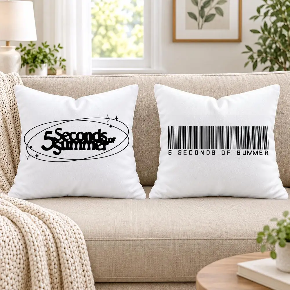Rock 5 Seconds of Summer Band Cushion Cover Short Plush Double-Sided Printing Sofa Bedroom Pillow Case Aesthetic Home Decor