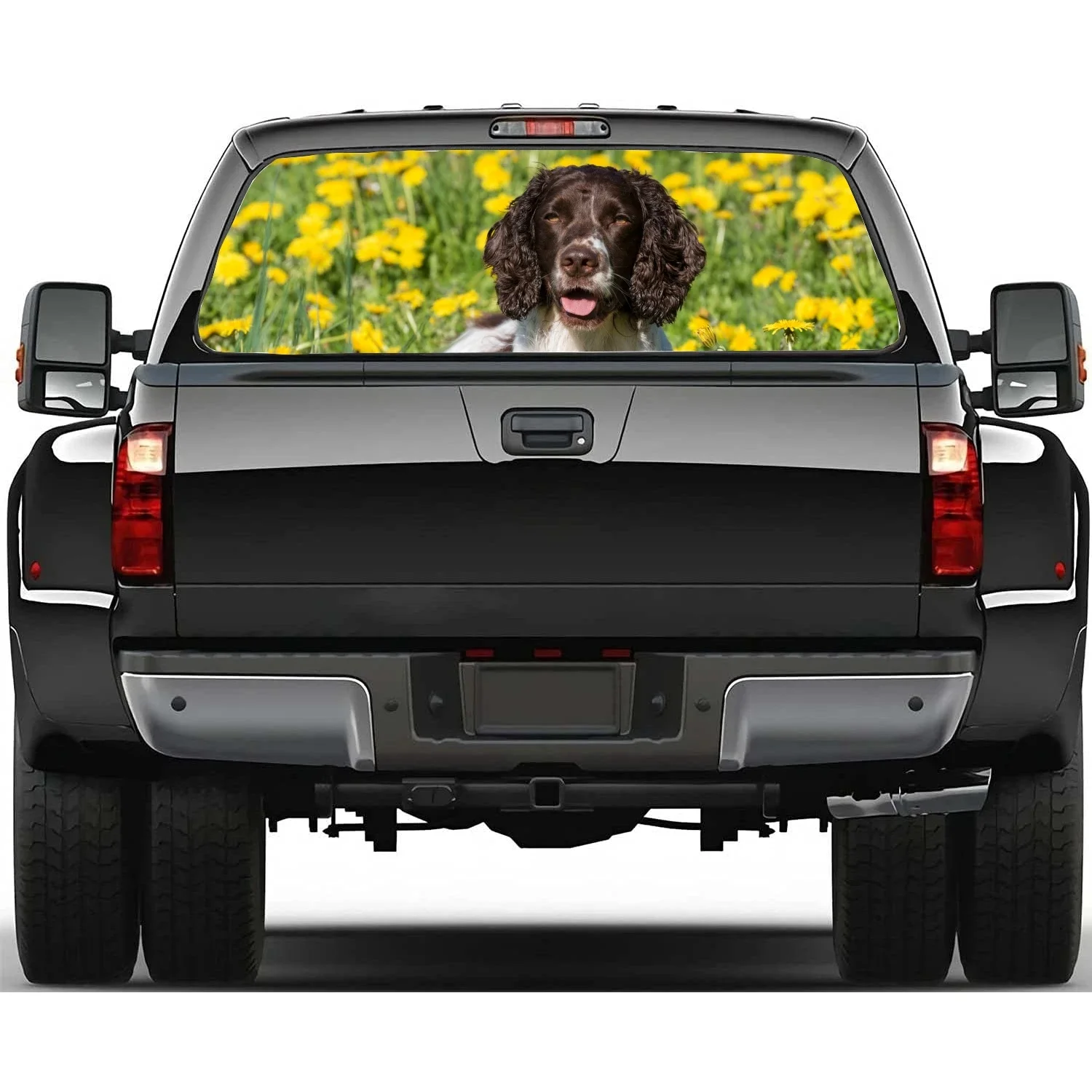 English Cocker Spaniel Car Rear Windshield Sticker Truck Window See Through Perforated Back Glass-Window Vinyl Decal Decoration