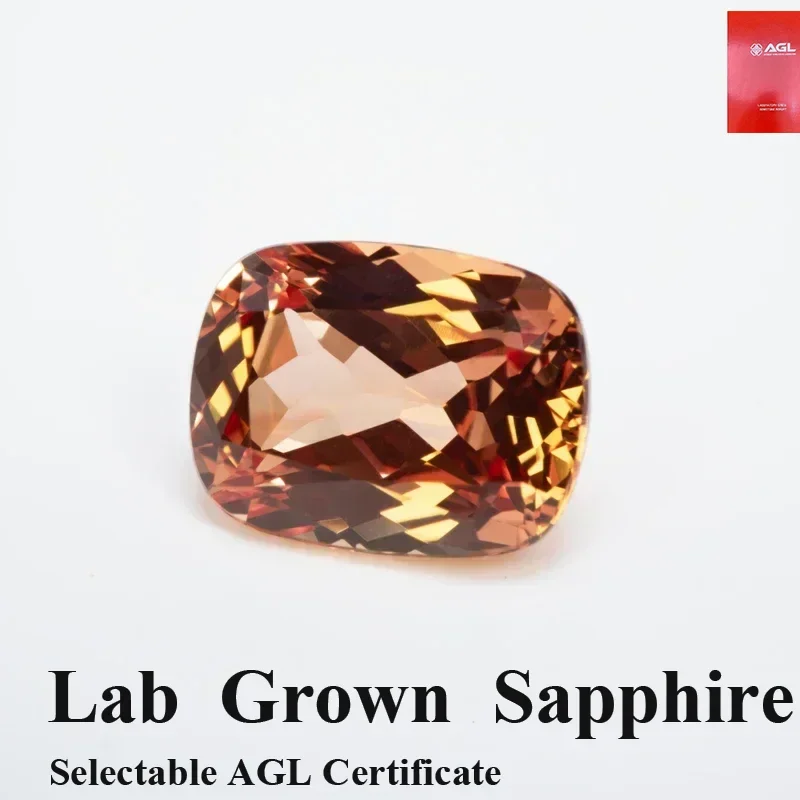 

Оптовая продажа, выращенный в лаборатории сапфир оранжевого цвета, прямоугольная форма подушки, подвески VVS1, сделай сам, материал для изготовления ювелирных изделий, выбор AGL C