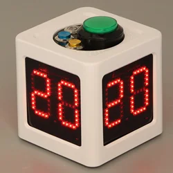 4 Sides Cube Timer Poker Shot Clock Seconds Countdown Rechargeable 1.4in 4 Sides Cube Timer for Casino Chess Tournament White