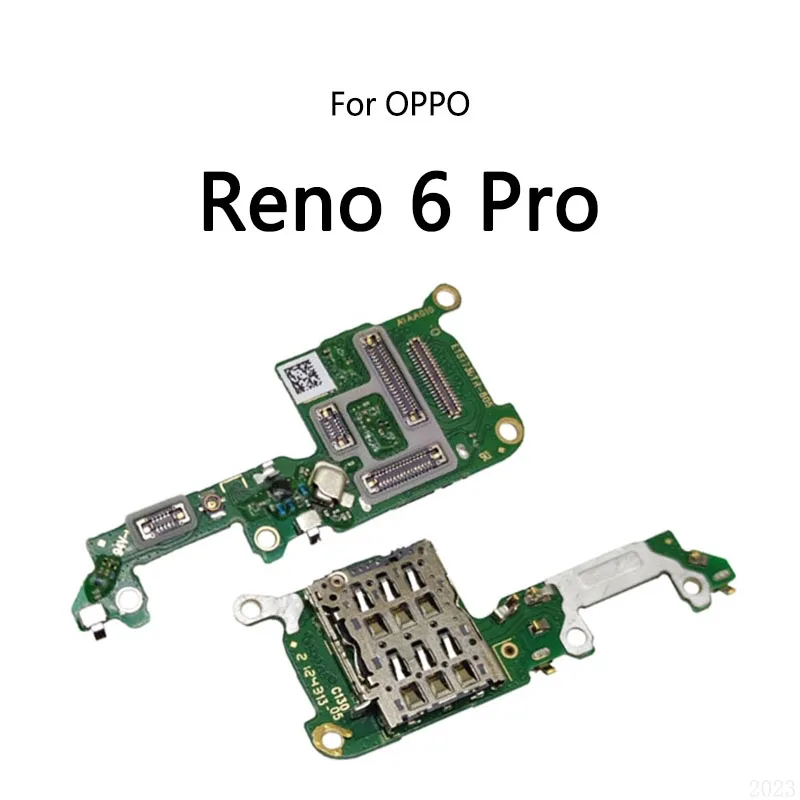 SIM Card Reader Socket Tray Slot Microphone Module Board Signal Antenna Connect Flex Cable For OPPO Reno 6 Pro