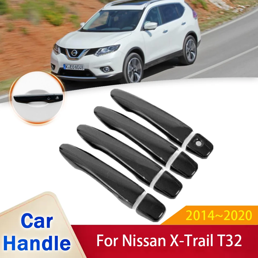 

for Nissan X-Trail Rogue T32 2014~2020 Gloss Black Door Handle Cover 3D Stickers Trim Car Protective Accessories 2015 2017 2018