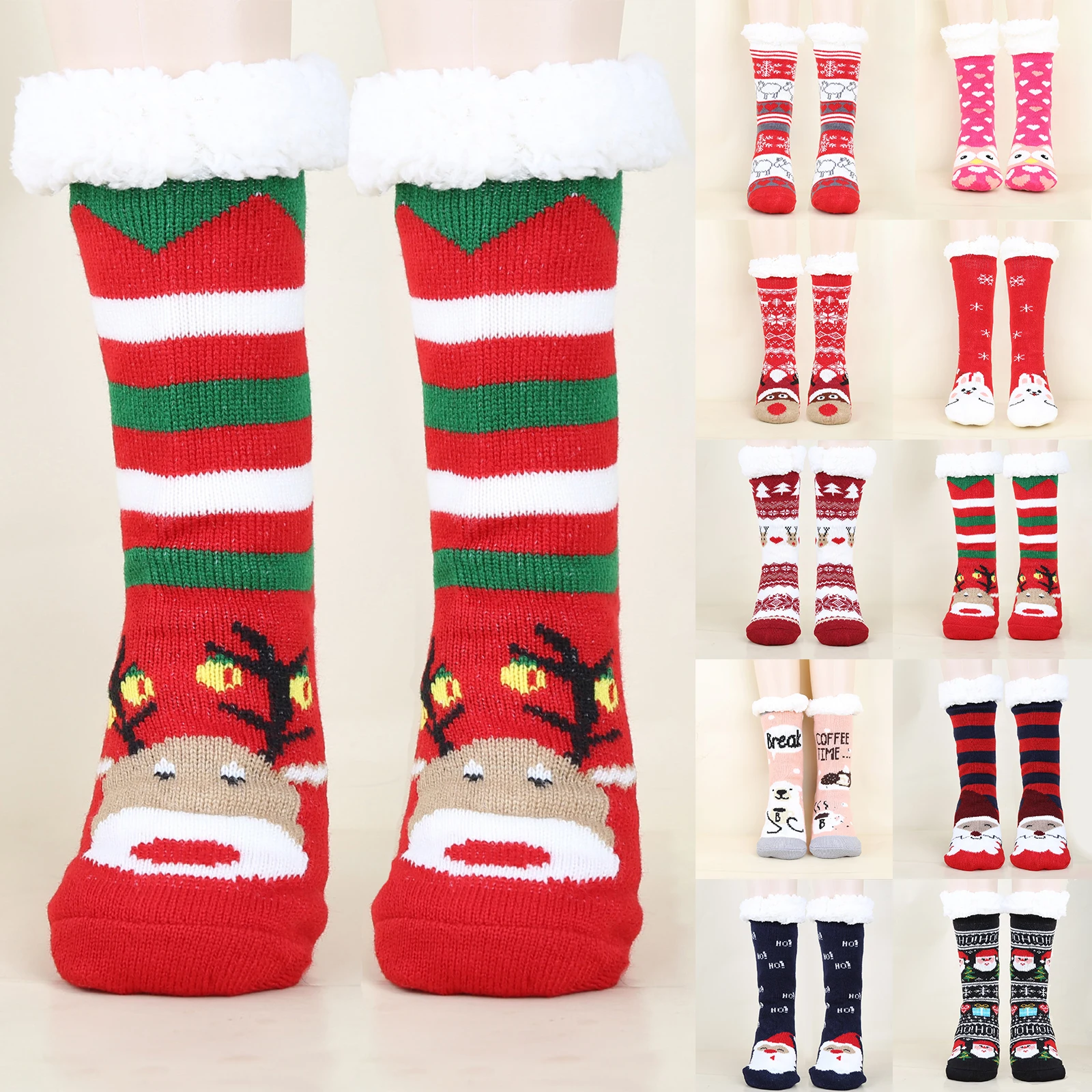 

New Women'S Christmas Socks Floor Socks Snow Boots Thickened Fleece Home Sleep Socks Carpet Sock Covers Calcetines Mujer