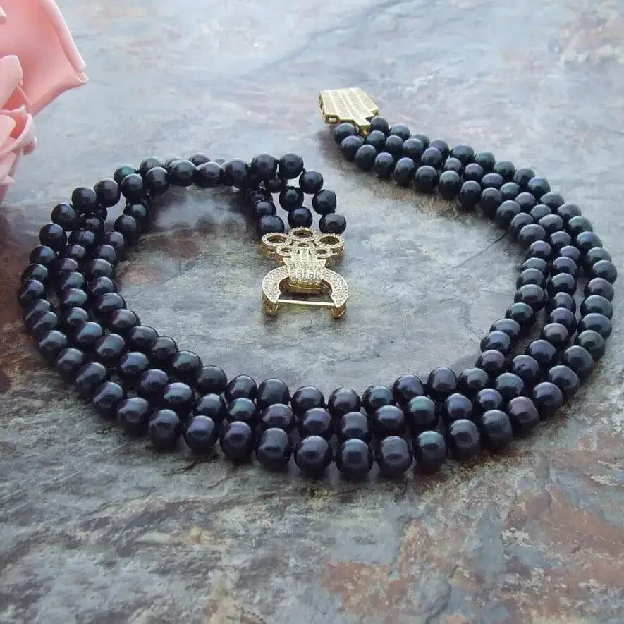 Fashion jewelry  Hand knotted long 48cm-53cm 8-9mm natural black freshwater pearl sweater chain clasp necklace fas
