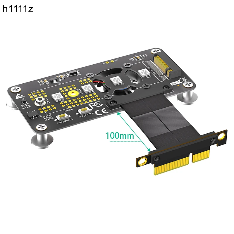 

10 см PCI Express 3.0 4X to M ключ преобразователь M.2 NVME в PCIE X4 Удлинительный кабель подставка плата с охлаждающим вентилятором RGB Φ Магнитная подставка