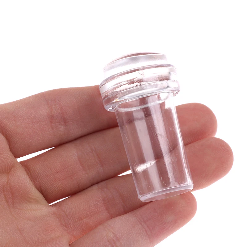 New 1pc Design Pure Clear Jelly Silicone Nail Art Stamper Scraper Transparent Nail Stamp Stamping Tool