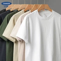 DUKEEN 8,1 Oz 230gsm camisetas de algodón puro para hombres 2025 novedad de verano camisetas de Color sólido de gran tamaño para hombres y mujeres personalizables