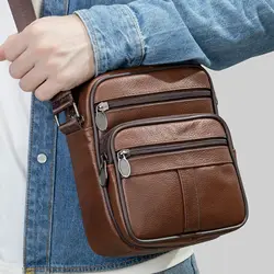 Vintage Men's Shoulder Bag Casual Genuine Leather Messenger Bag Mini Men's Crossbody Bag Small Men's Sling Bag for Phone