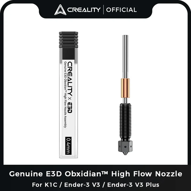 

Creality 0.4mm Genuine E3D Obxidian™ High Flow Nozzle Assembly K1C/Ender-3 V3/Ender-3 V3 Plus Nozzle Kit All-metal Integrated