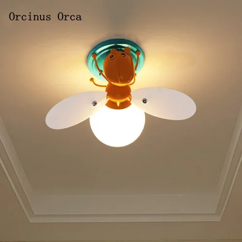 

Cartoon creative firefly ceiling lamp children's room lamp bedroom balcony Nordic modern simple LED insect ceiling lamp