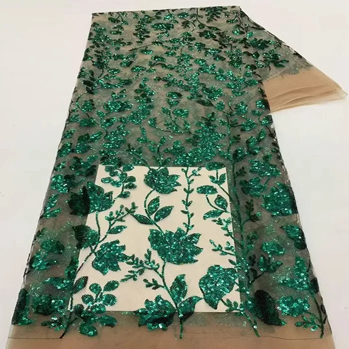 

5yard High quality gauze fabric Multicolored sequin embroidery tela Dress cheongsam tissus fabric for sewing