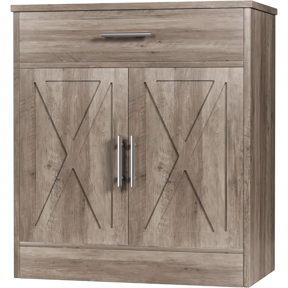 

Farmhouse Storage Cabinets with Doors and Shelves,Kitchen Barn Door Storage Cabinet with Drawers,Coffee Bar Cabinet B