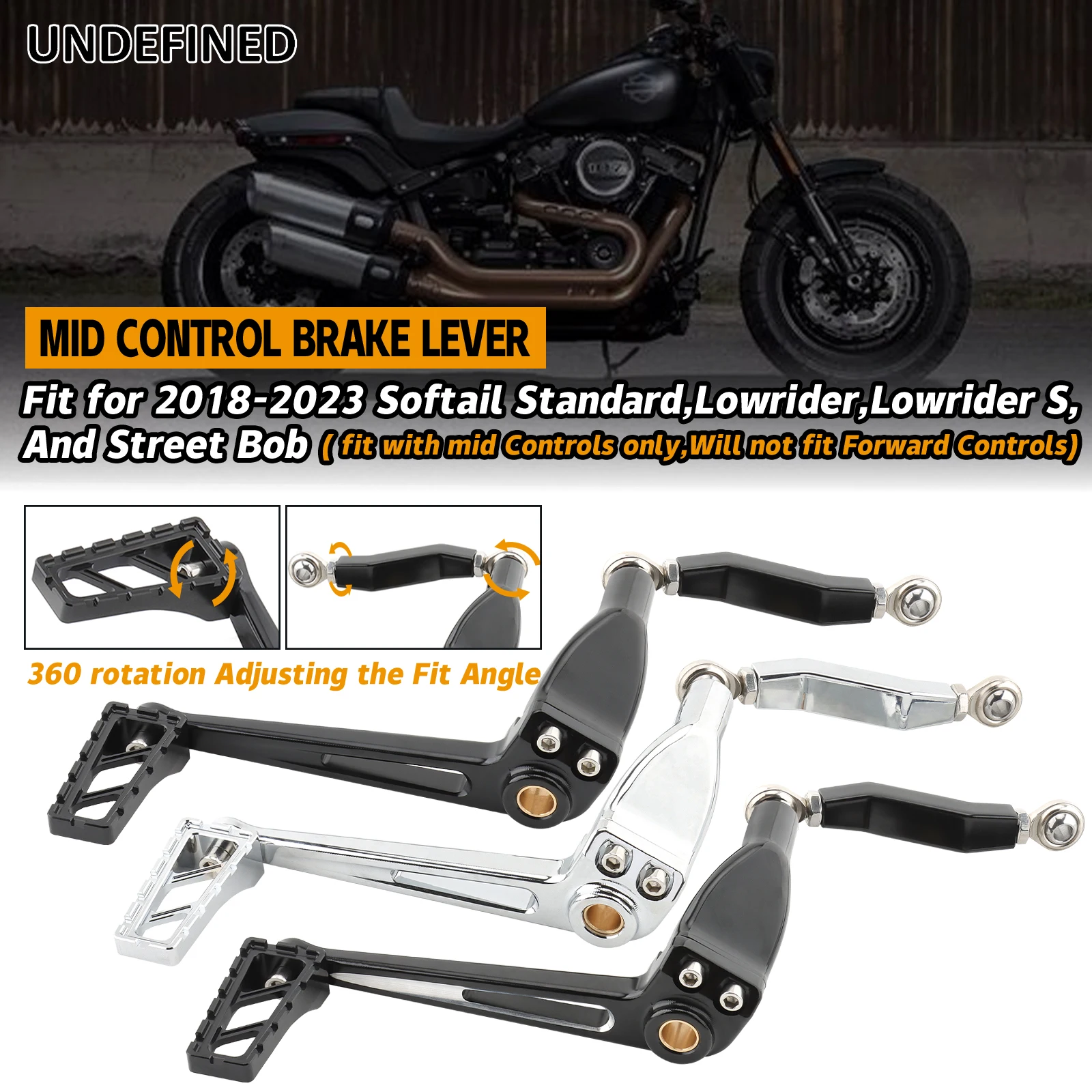 

Motorcycle Mid Control Aluminum Brake Arm Levers Combination Kit For Harley Softail Standard Low Rider S Street Bob 2018-2023