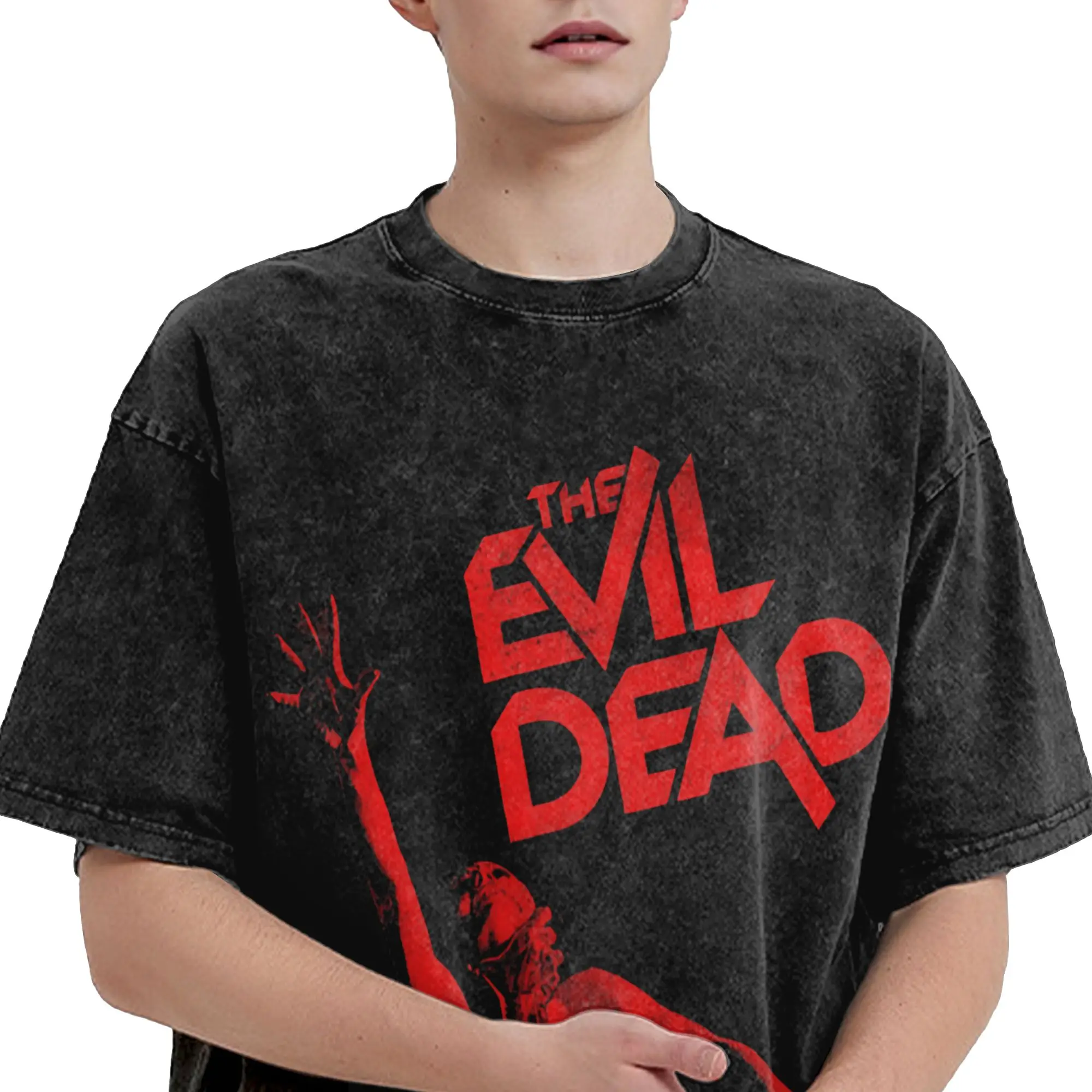 Harajuku Washed Shirts Evil Dead Burn Outfit Novelty T Shirt Oversize  Streetwear Short Sleeve Graphic Tee Shirt