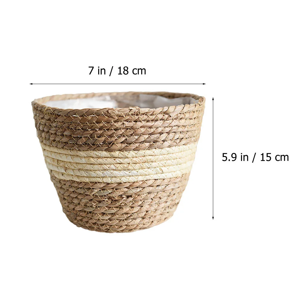 1 قطعة الزهرية المنسوجة الطبيعية سلة للزهور الرعوية حاوية نباتية متينة تخزين متعددة الأغراض لديكور حديقة المنزل #2