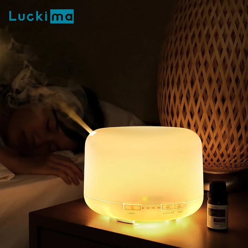 Home Office Essential Oil Diffuser 500ML Ultrasonic Air Humidifier Aroma Diffuser Timer Adjustable Mist Maker LED Night Light