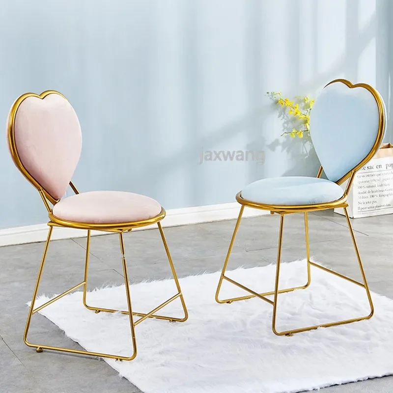 Chair Ins Makeup Chair Bedroom Back-chair Simple Dining Chairs Heart Shaped Bedroom Nail Princess Dressing Stool Bedroom Chair