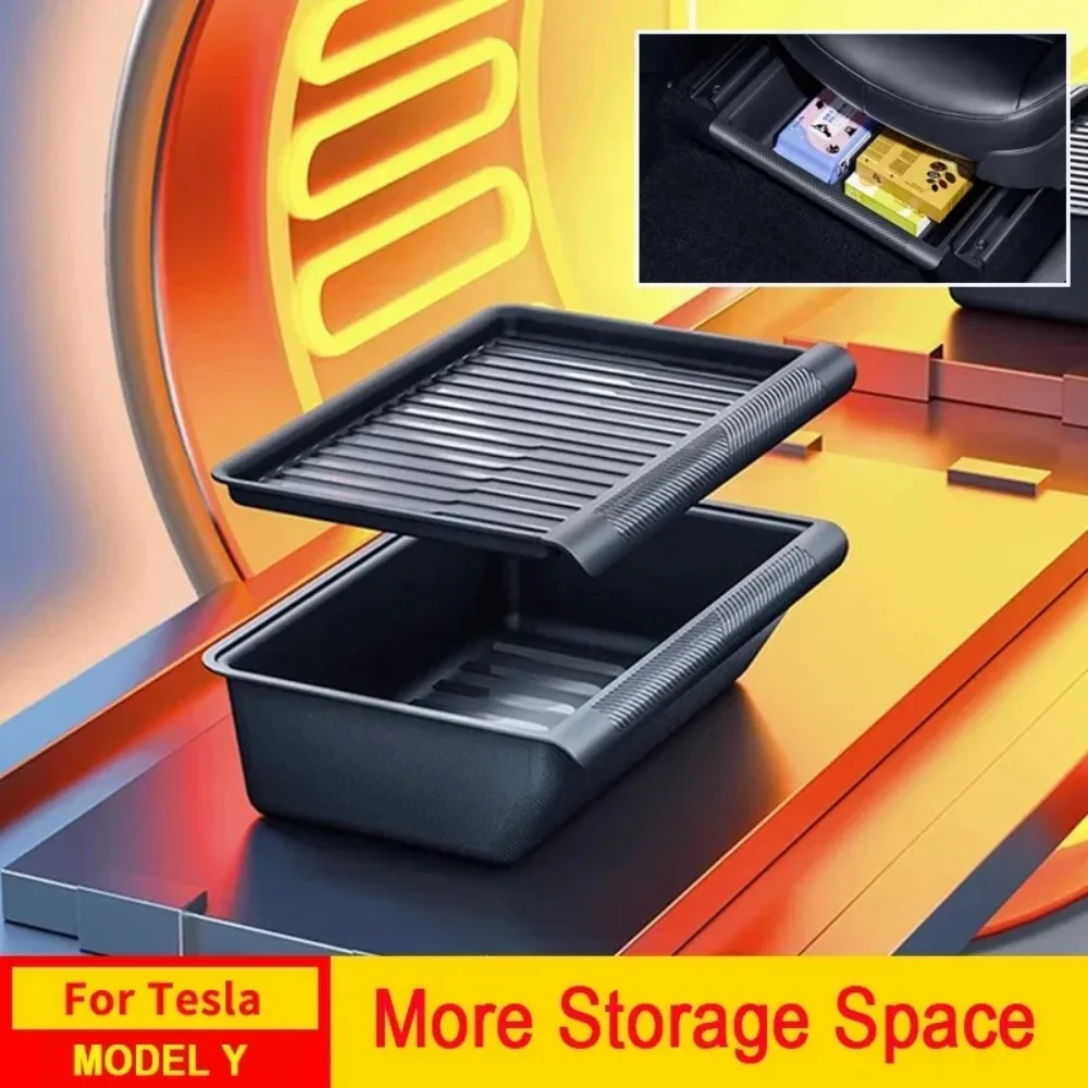 ملحقات مدير وحدة التحكم Tesla Y Centrol خفيفة الوزن، صندوق تخزين للمقعد، صندوق تخزين مخفي، صينية كرسي 1 سهلة التركيب