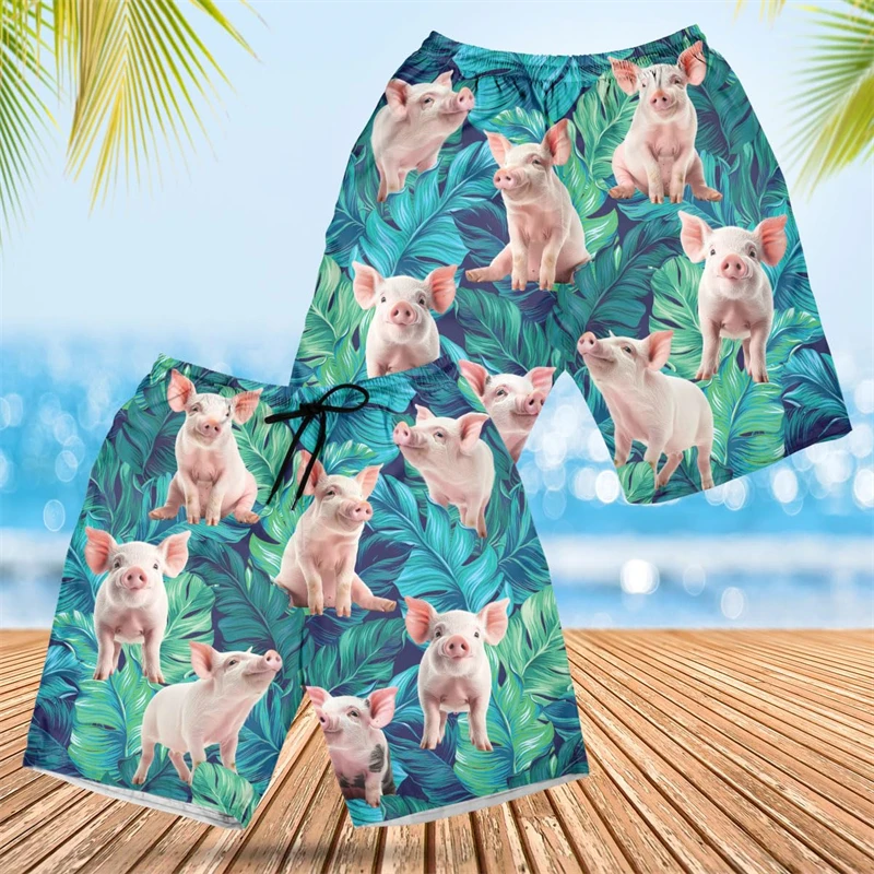 Hip Hop Pig Graphic Short Pants For Men Clothes Funny Design Beach Shorts Hawaiian Animal Boy Trunks Women Aloha Trousers Tops