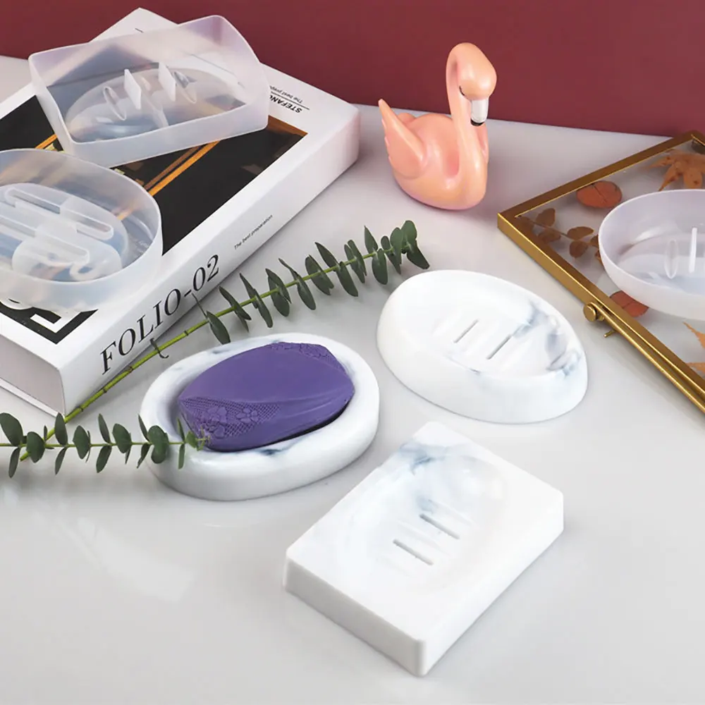 For Fun Handmade Soap Storage Tray Concrete Silicone Mold Square Soap Dish Plate Resin Mould Cement Plaster Soap Box Holder Mold