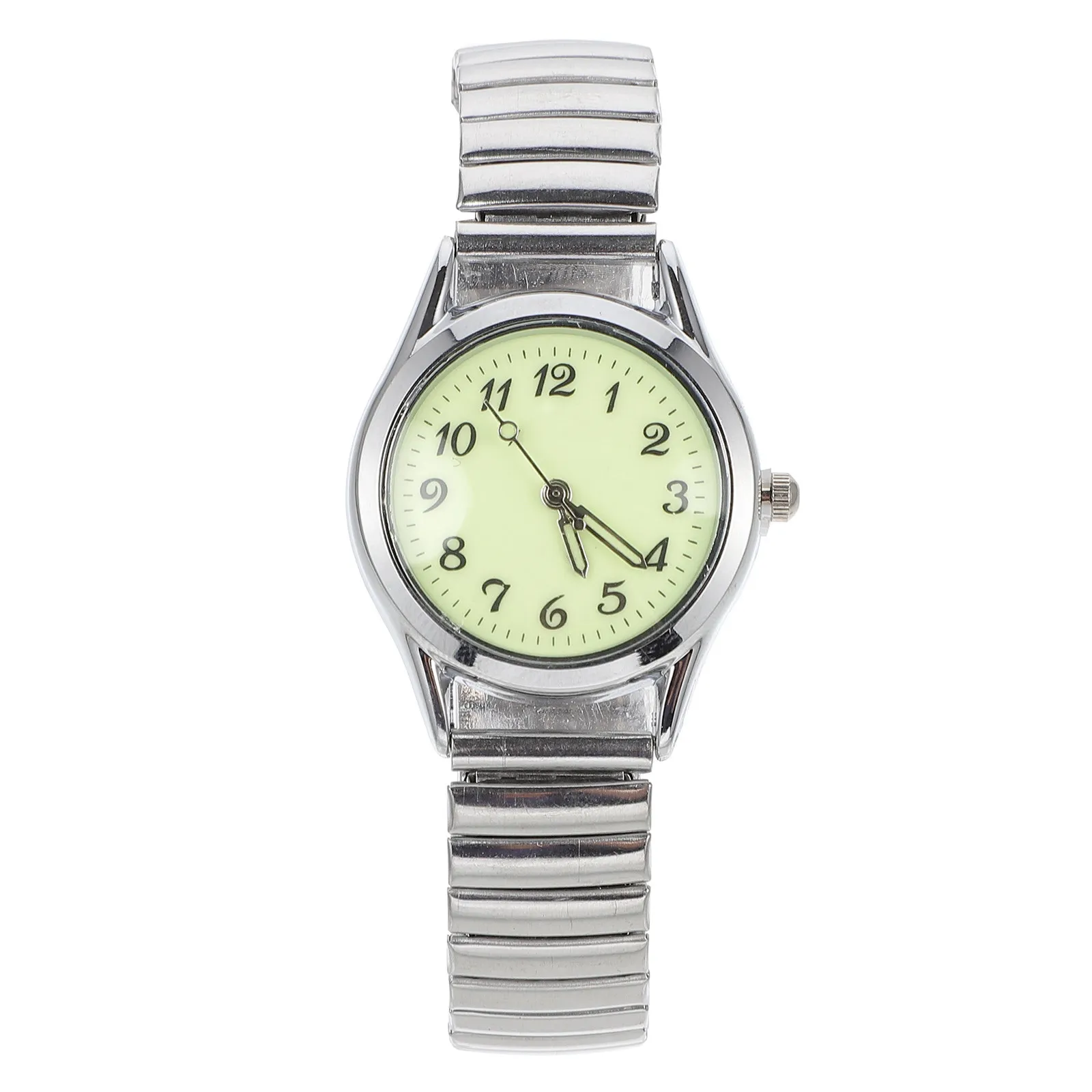 

Luminous Elastic Band Wristwatch for Elderly Comfortable Light Weight Hypoallergenic Minimalist Design Accurate Time Casual