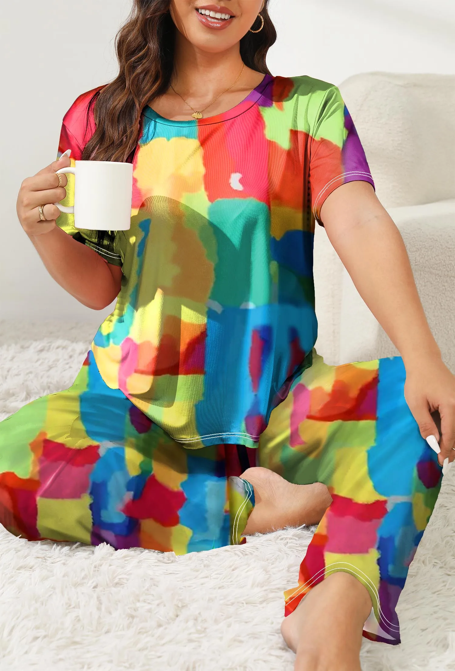 

Plus-size women's short-sleeve pajama set
