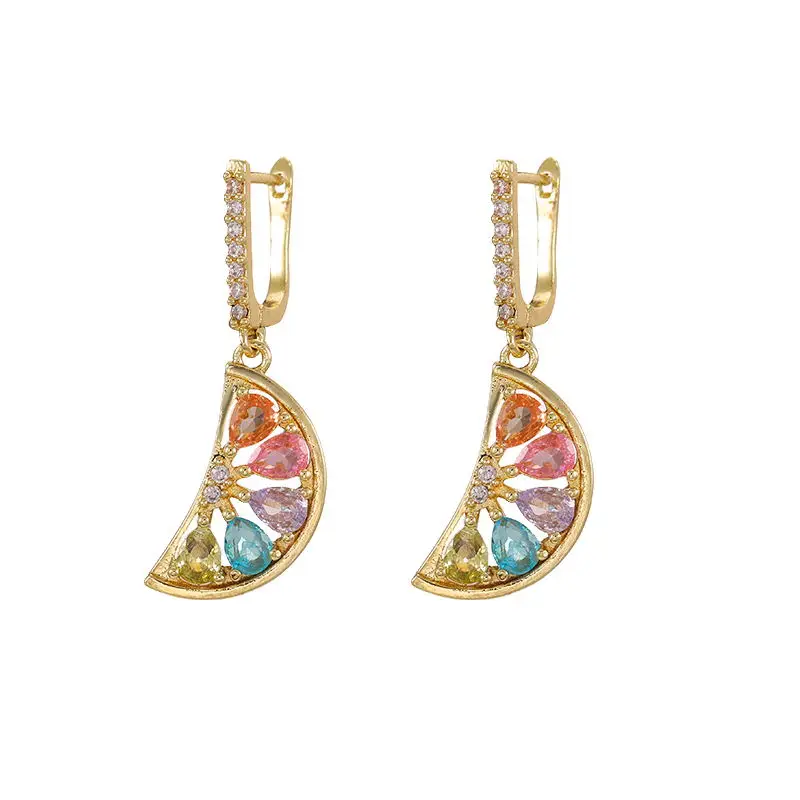 Classic Personality Stainless Steel Micro-inlaid Gorgeous Fruit Lemon Earrings Fashionable Charm Temperament Jewelry Earrings
