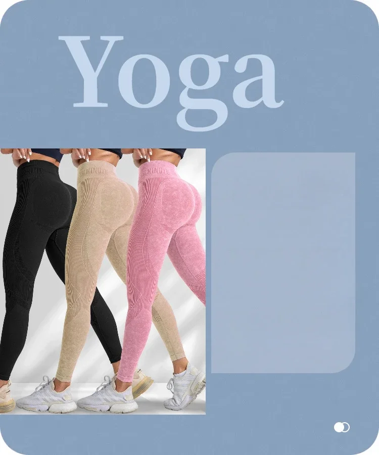 Damen High-Waist Nahtlose Yoga-Hose mit Buchstabenmuster, Sandgewaschen, Po-Lifting, Eng anliegende Taille, für Sport und Outdoor, Modische Leggings – Detail 2
