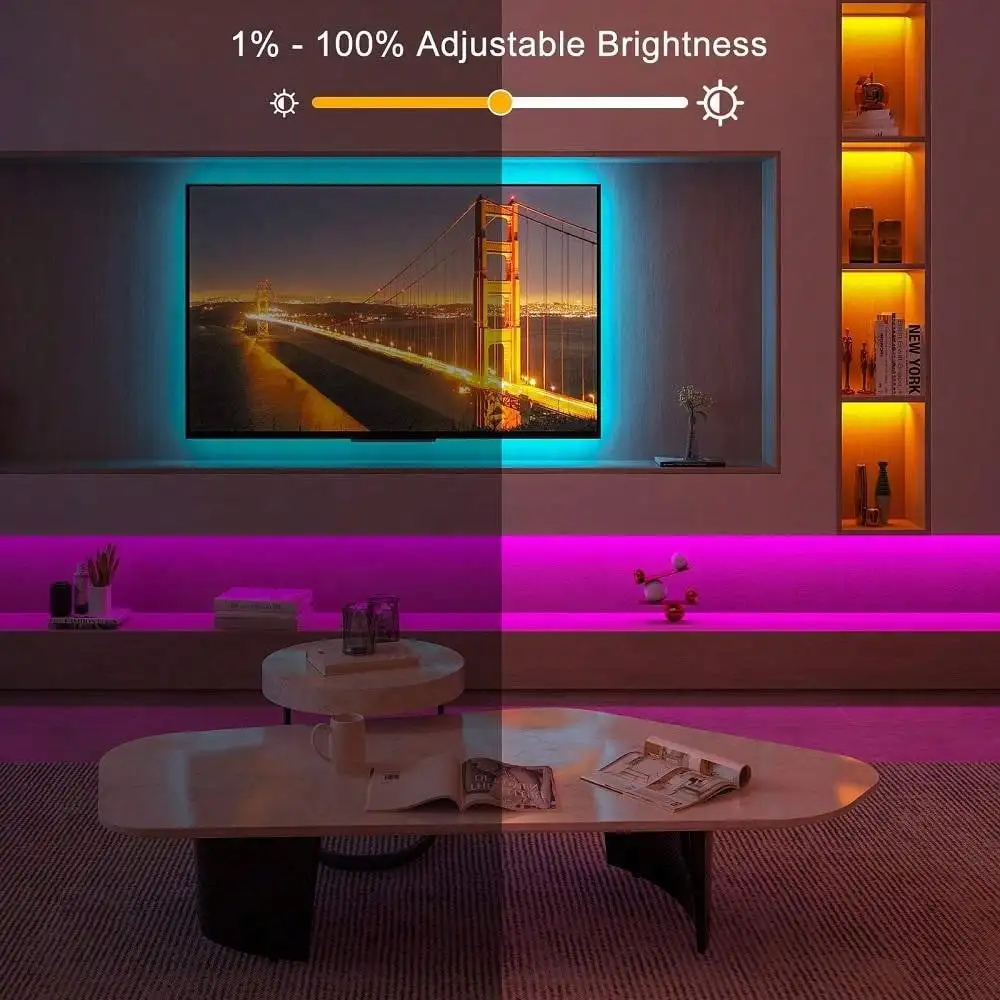 Imagem -06 - Led Strip Lights Rgb 5050 Música Sync Mudando de Cor Controle App 12v Fita Flexível Lâmpada para Decoração do Quarto com Plug ue