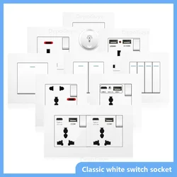 UK 13A Wall Socket with USB Type C 18W Quick Charge Power Outlet,Universal Electrical  Wall Light Switch Dual 3-pin Socket 220V