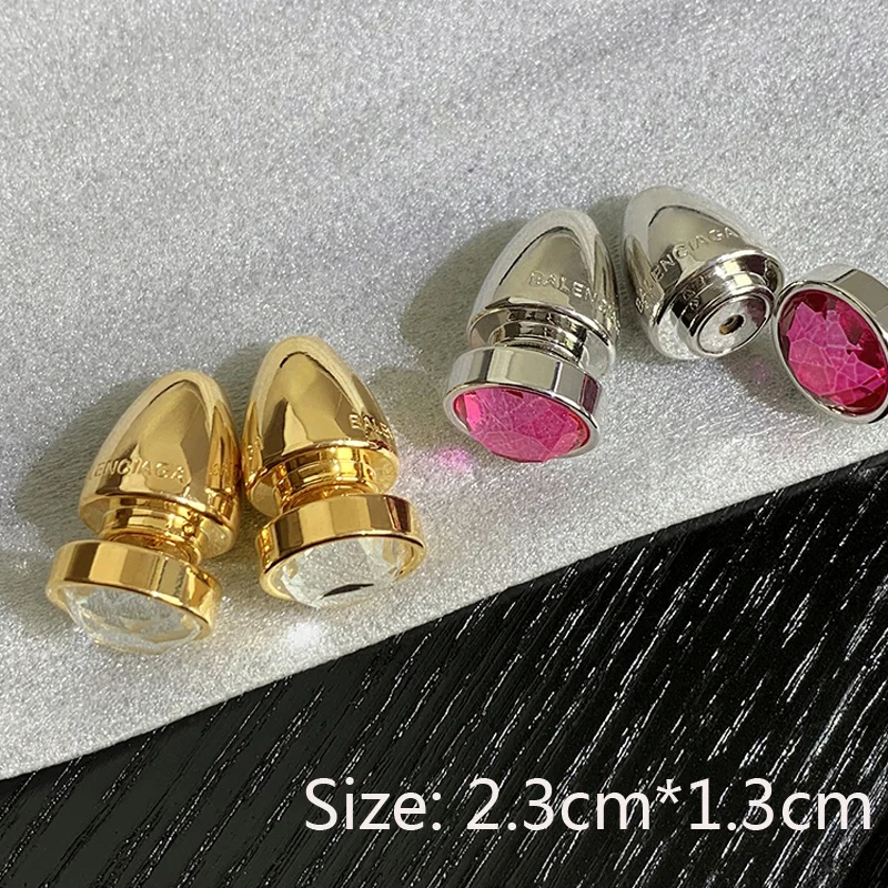 High Quality Letter Bullet Gold Color Paris Name Stainless Steel Stud Earrings For Women Fashion Crystal Jewelry