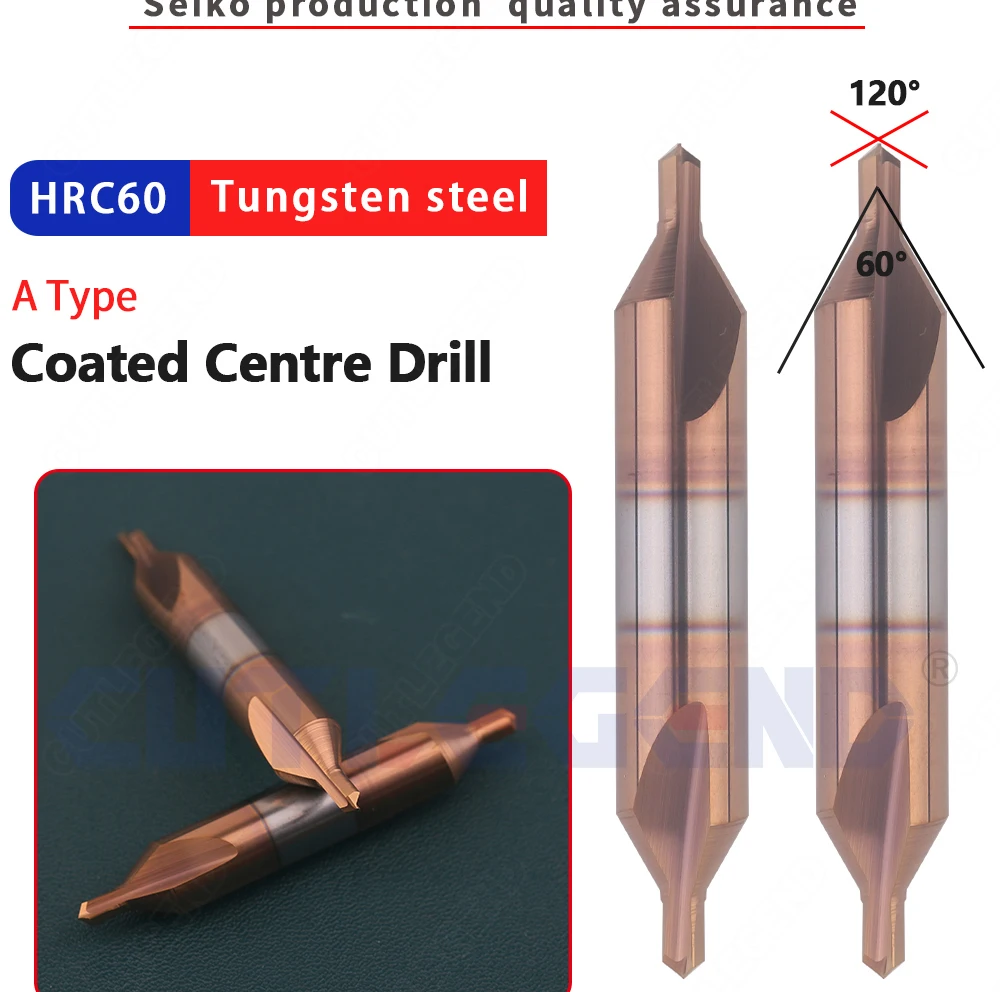 HRC60 Wolframstahl-Zentrierbohrer 60 Grad Hartmetall-Punktbohrer Typ A 0,5 1 2,0 3 4 5 6 8 Doppelkopf-Metallbohrer CNC-Werkzeuge – Detail 2