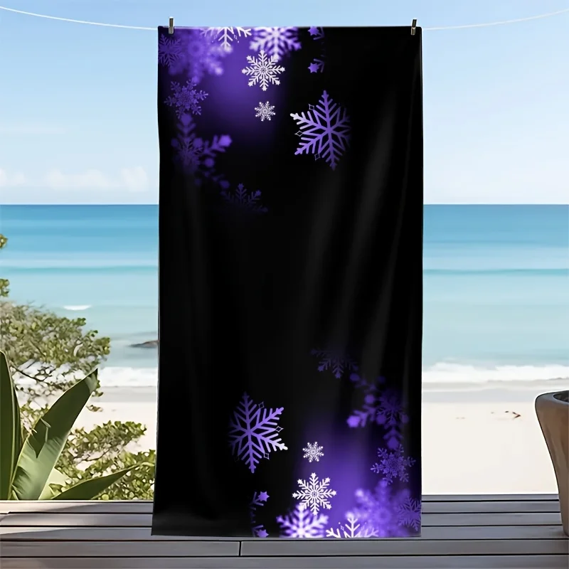 Unexpected Seasonal Beach Towel Unique Snow Design for Couples Anniversary & New Year Celebration