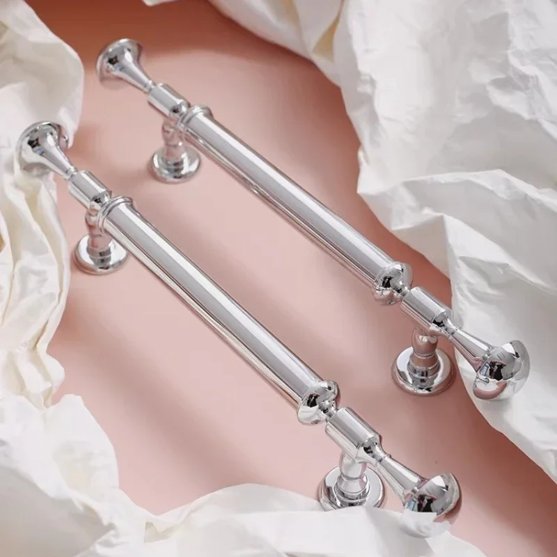 Modern Bright Chrome Solid Brass Long Furniture Handles Pulls Cupboard Wardrobe Dresser Shoe Box Drawer Cabinet Drawer Bar Knobs