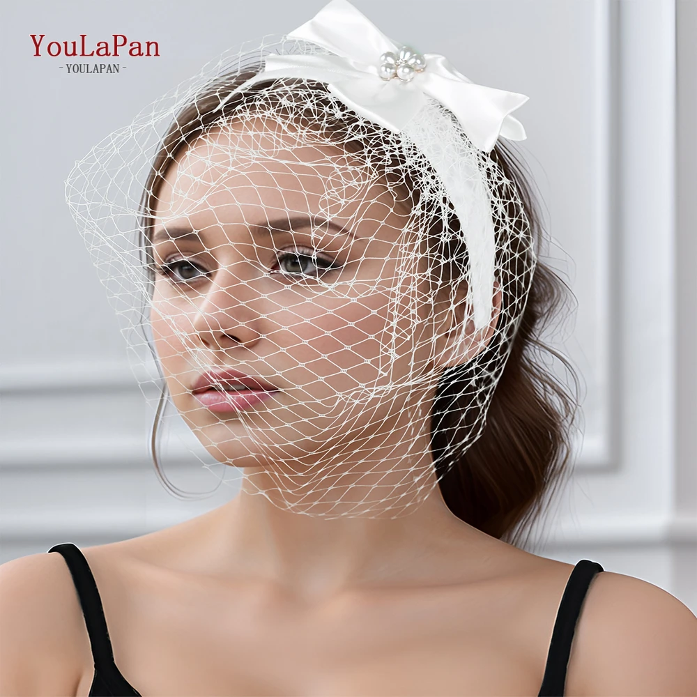 

YouLaPan VA07 Elegant Ladies Mariage Mesh Headwear Fascinator Hat Birdcage Face Veil with Bow Evening Prom Party Costume Veil